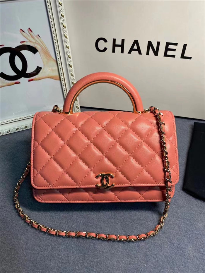 Chanel Wallet on Chain With Handle AP2844 Lambskin & Gold-Tone Metal Coral High