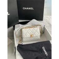 MINI FLAP BAG Lambskin, Strass & Gold-Tone Metal AS3239 White High