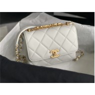 MINI FLAP BAG Lambskin, Strass & Gold-Tone Metal AS3239 White High