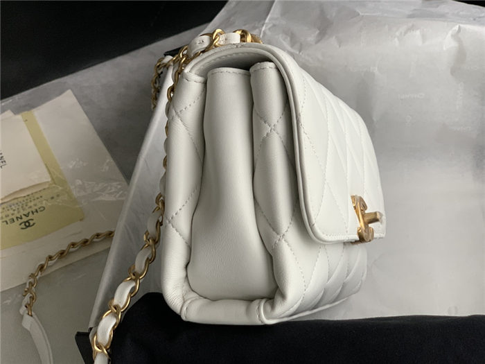 MINI FLAP BAG Lambskin, Strass & Gold-Tone Metal AS3239 White High