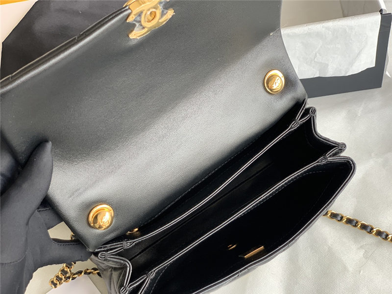 Small Flap Bag AS3367 Lambskin & Gold-Tone Metal Black High