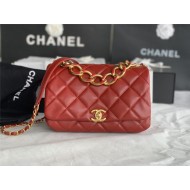 Small Flap Bag AS3367 Lambskin & Gold-Tone Metal Red High