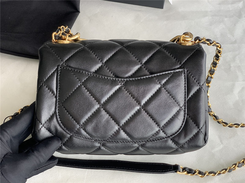 Mini Flap Bag AS3366 Lambskin & Gold-Tone Metal Black High