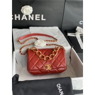 Mini Flap Bag AS3366 Lambskin & Gold-Tone Metal Red High