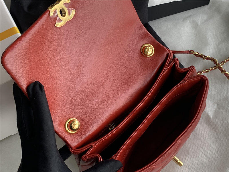 Mini Flap Bag AS3366 Lambskin & Gold-Tone Metal Red High