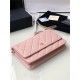 Classic Wallet on Chain A33814 Grained Calfskin Gold/Silver Metal Pink B