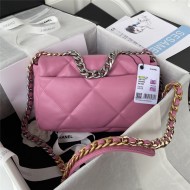 Chanel 19 Flap Bag Goatskin/Lambskin Dark Pink Silver High