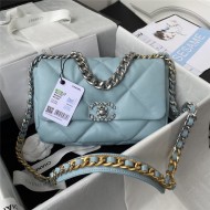 Chanel 19 Flap Bag Goatskin/Lambskin Blue Silver High