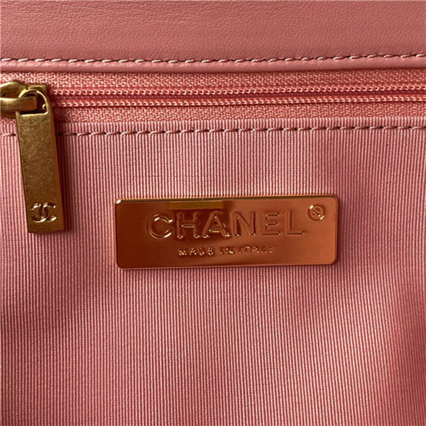 Large Chanel 19 Flap Bag Goatskin/Lambskin Coral Silver High