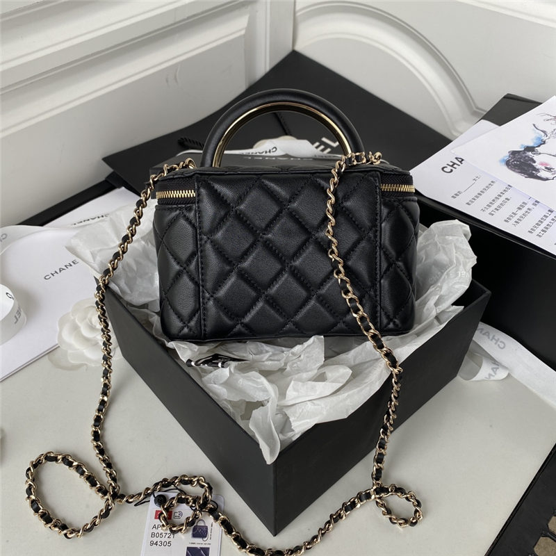 Chanel VANITY WITH CHAIN AP2846 Lambskin & Gold-Tone Metal Black A