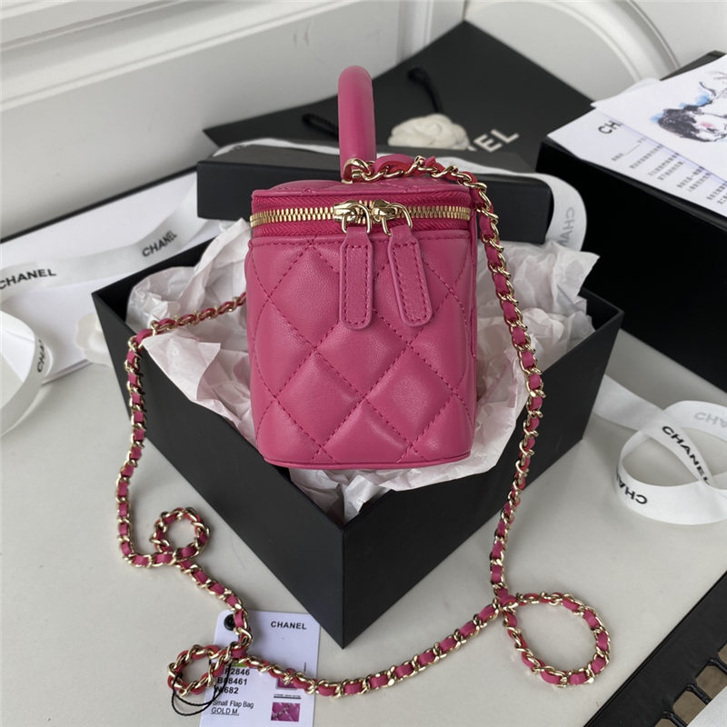 Chanel VANITY WITH CHAIN AP2846 Lambskin & Gold-Tone Metal Fuchsia A