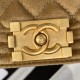 Chanel MINI BOY Chanel MESSENGER BAG Velvet & Gold-Tone Metal AS3315 Beige A