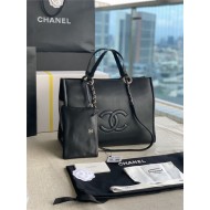 LARGE SHOPPING BAG AS3128 Calfskin Silver-Tone Metal Black High