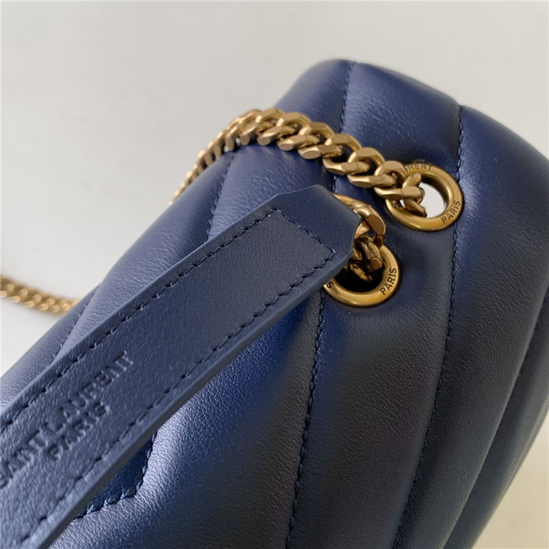 LOULOU SMALL IN MATELASSÉ “Y” LEATHER Gold-Tone Navy High