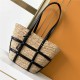 PANIER MEDIUM BAG IN NATURAL RAFFIA AND SMOOTH LEATHER High