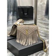 COLLEGE MEDIUM CHAIN BAG IN LIGHT SUEDE WITH FRINGES High