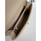 FLAP BAG WITH TOP HANDLE Grained Calfskin Beige-binding Gold Metal High