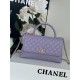 FLAP BAG WITH TOP HANDLE Grained Calfskin Purple-binding Gold Metal High