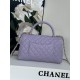 FLAP BAG WITH TOP HANDLE Grained Calfskin Purple-binding Gold Metal High