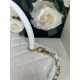 FLAP BAG WITH TOP HANDLE Grained Calfskin White-binding Gold Metal High