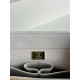 FLAP BAG WITH TOP HANDLE Grained Calfskin White-binding Gold Metal High