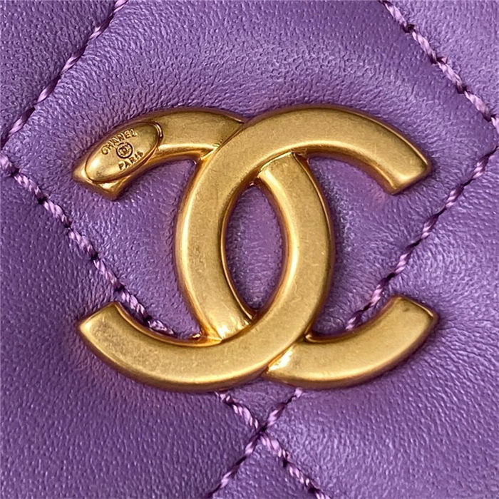 Chanel Small VANITY CASE AS3318 Lambskin & Gold-Tone Metal Purple A