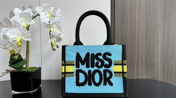 SMALL Dior BOOK TOTE Miss Dior Graffiti Embroidery High