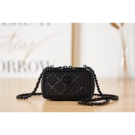 CLUTCH WITH CHAIN Lambskin, Strass & Black Metal AP2856 High