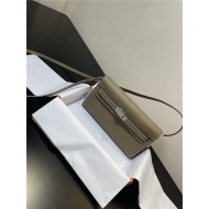 Hermes Kelly Classique To Go wallet Epsom calfskin Etoupe Silver-Metal WAX High