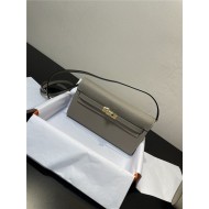 Hermes Kelly Classique To Go wallet Epsom calfskin Light Grey Gold-Metal WAX High