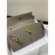 Hermes Kelly Classique To Go wallet Epsom calfskin Light Grey Gold-Metal WAX High