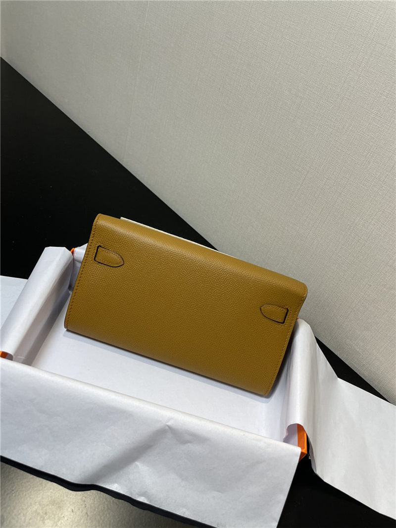 Hermes Kelly Classique To Go wallet Epsom calfskin Camel Gold-Metal WAX High