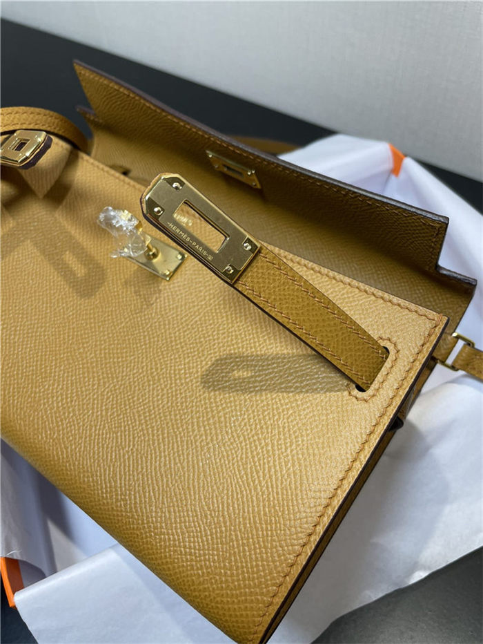 Hermes Kelly Classique To Go wallet Epsom calfskin Camel Gold-Metal WAX High