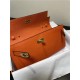 Hermes Kelly Classique To Go wallet Epsom calfskin Orange Gold-Metal WAX High