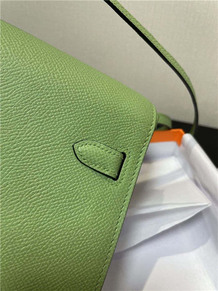 Hermes Kelly Classique To Go wallet Epsom calfskin Green Gold-Metal WAX High