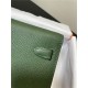 Hermes Kelly Classique To Go wallet Epsom calfskin Olive Silver-Metal WAX High