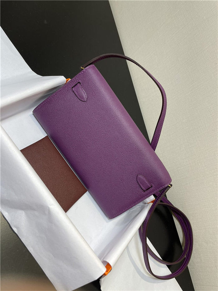 Hermes Kelly Classique To Go wallet Epsom calfskin Purple Gold-Metal WAX High