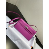 Hermes Kelly Classique To Go wallet Epsom calfskin Fuchsia Silver-Metal WAX High