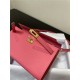 Hermes Kelly Classique To Go wallet Epsom calfskin Rose Pink Gold-Metal WAX High