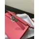 Hermes Kelly Classique To Go wallet Epsom calfskin Rose Pink Silver-Metal WAX High