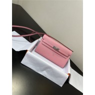 Hermes Kelly Classique To Go wallet Epsom calfskin Pink Silver-Metal WAX High