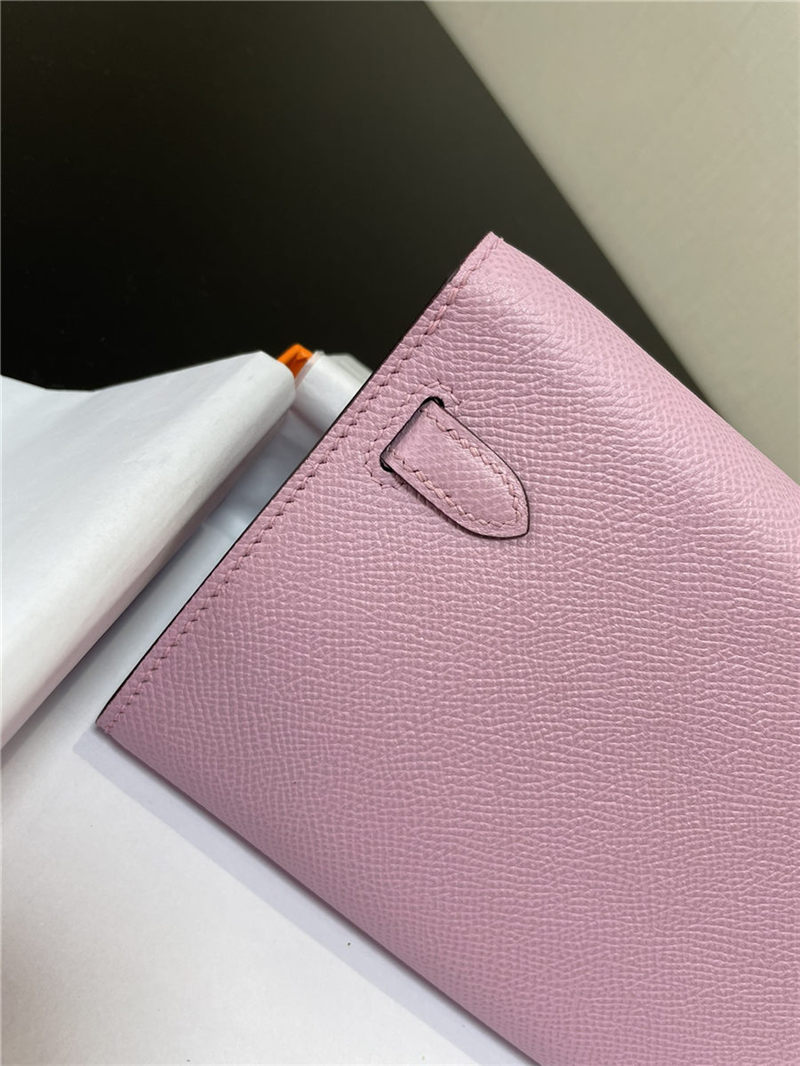 Hermes Kelly Classique To Go wallet Epsom calfskin Lilac Gold-Metal WAX High