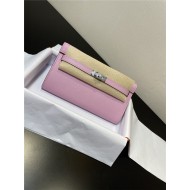 Hermes Kelly Classique To Go wallet Epsom calfskin Lilac Silver-Metal WAX High