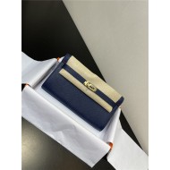 Hermes Kelly Classique To Go wallet Epsom calfskin Navy Blue Gold-Metal WAX High