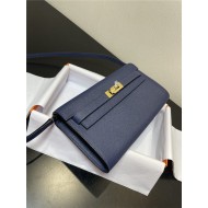 Hermes Kelly Classique To Go wallet Epsom calfskin Navy Blue Gold-Metal WAX High