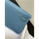 Hermes Kelly Classique To Go wallet Epsom calfskin Denim Blue Silver-Metal WAX High