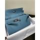 Hermes Kelly Classique To Go wallet Epsom calfskin Denim Blue Silver-Metal WAX High