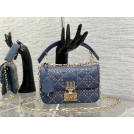 SMALL Dior ADDICT BAG Lucky Star Cannage Lambskin Denim Blue High