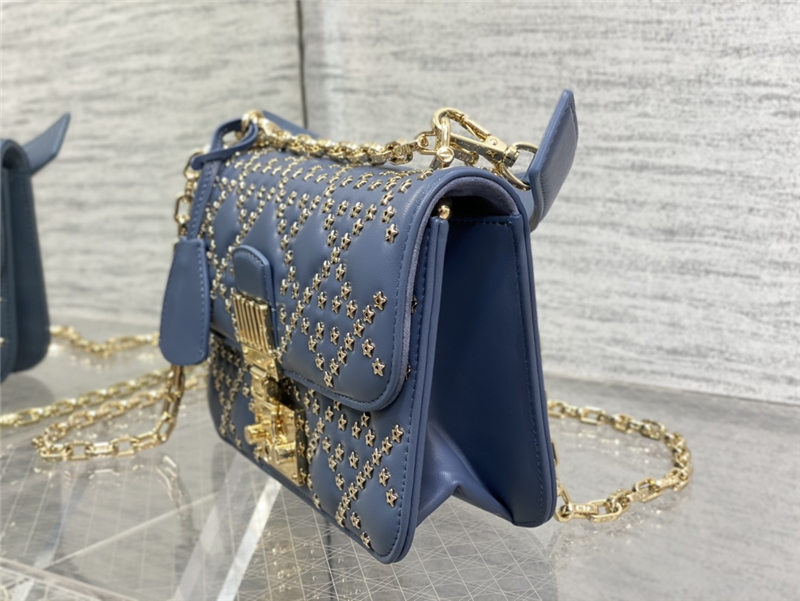 SMALL Dior ADDICT BAG Lucky Star Cannage Lambskin Denim Blue High