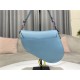 SADDLE BAG Iridescent-finish metal Grained Calfskin Blue High